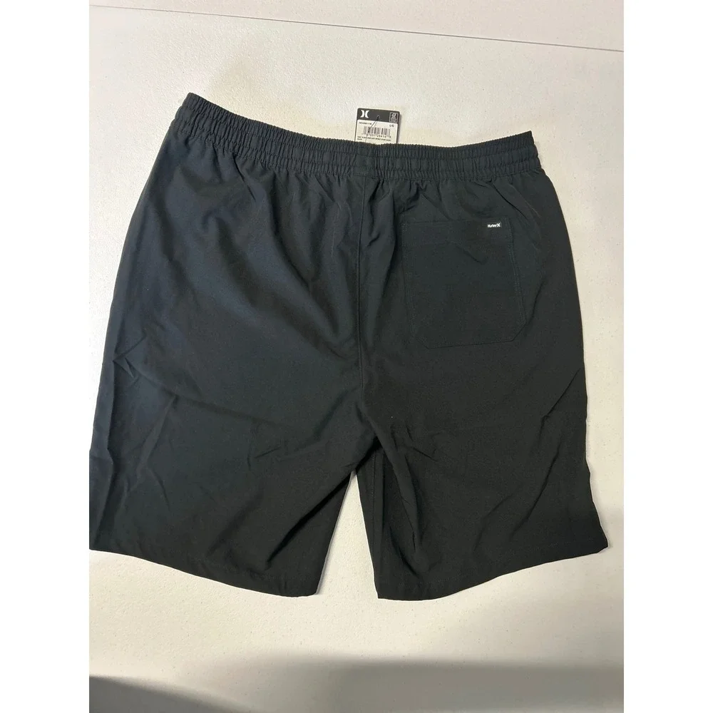 Hurley Sport Shorts Men Large Black Exist Slash Logo Light Weight Athletic NWT